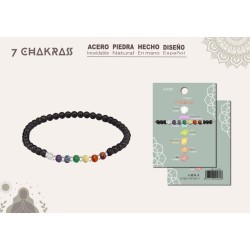 Pulsera 7 Chakras con Piedras Naturales 6 mm y Acero Plateado - Coleccion 7 chakras